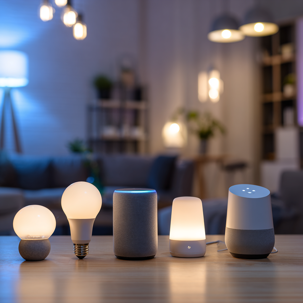 Smart Home Setup with Voice Assistant and Connected Devices