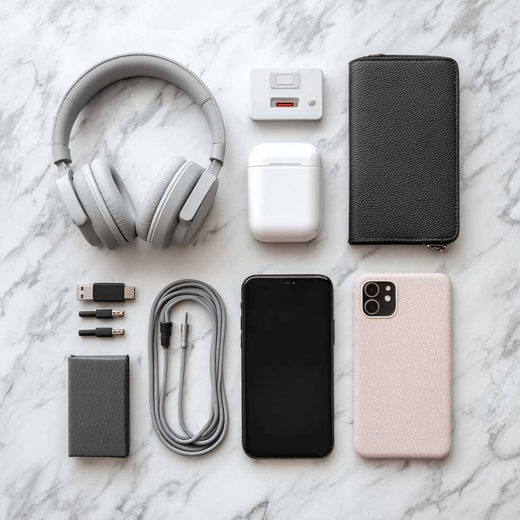 Essential Tech Accessories Flat Lay Arrangement